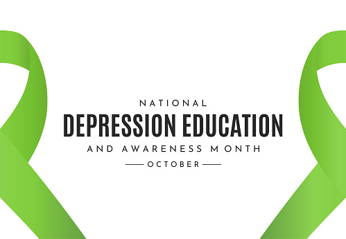 National Depression Education and Awareness Month poster, October. Vector