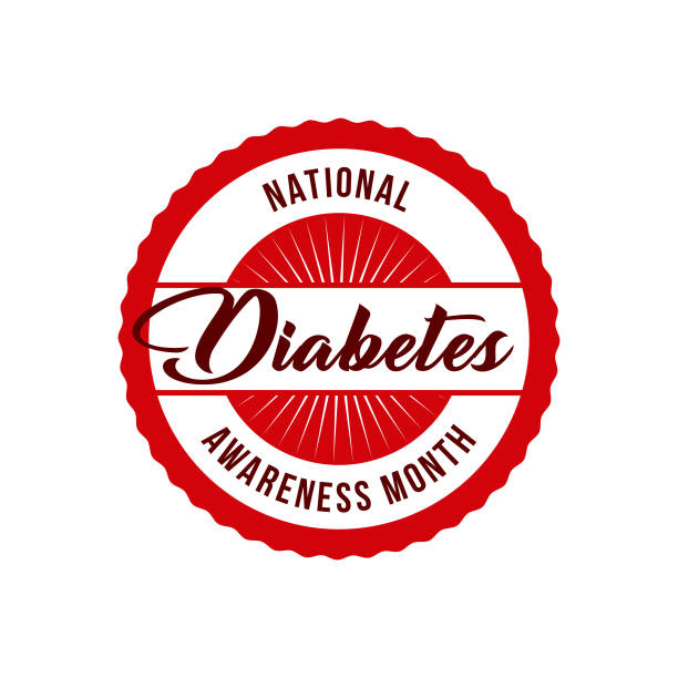 National Diabetes Awareness Month An event label isolated on a transparent background. Color swatches are global for quick and easy color changes throughout the file. The color space is CMYK for optimal printing and can easily be converted to RGB for screen use. diabetes awareness month stock illustrations