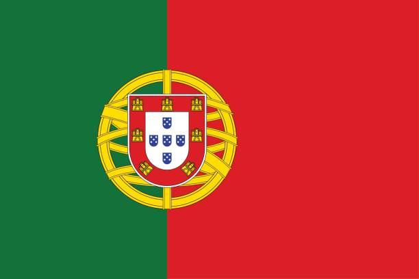 National flag of Portugal country. National flag of Portugal country. Patriotic sign in official nation portuguese colors: green, red and yellow. Symbol of Sounhern European state. Vector icon illustration portugal stock illustrations
