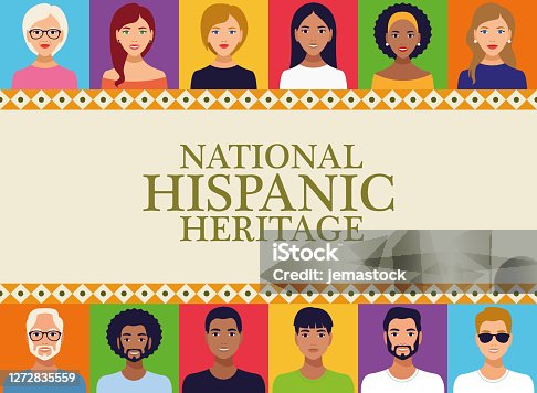 istock national hispanic heritage celebration lettering with people in square frame 1272835559