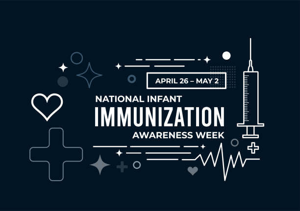 National Infant Immunization Awareness Week. Vector vector art illustration