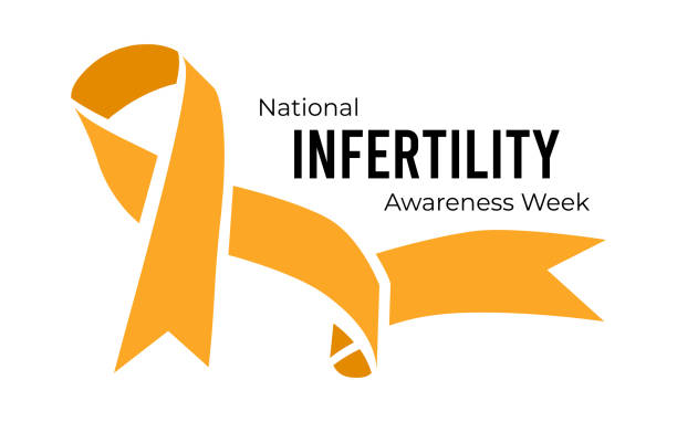National Infertility Awareness Week. Vector illustration  with orange ribbon on white vector art illustration