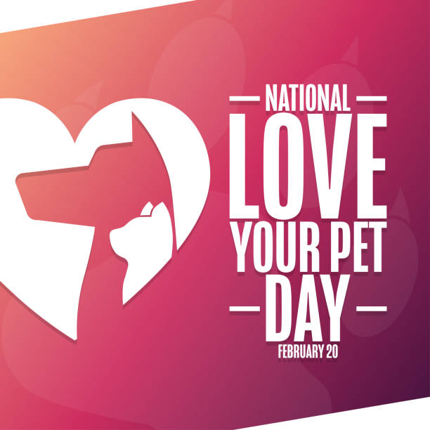 National Love Your Pet Day. February 20. Holiday concept. Template for background, banner, card, poster with text inscription. Vector EPS10 illustration. National Love Your Pet Day. February 20. Holiday concept. Template for background, banner, card, poster with text inscription. Vector EPS10 illustration international dog day stock illustrations