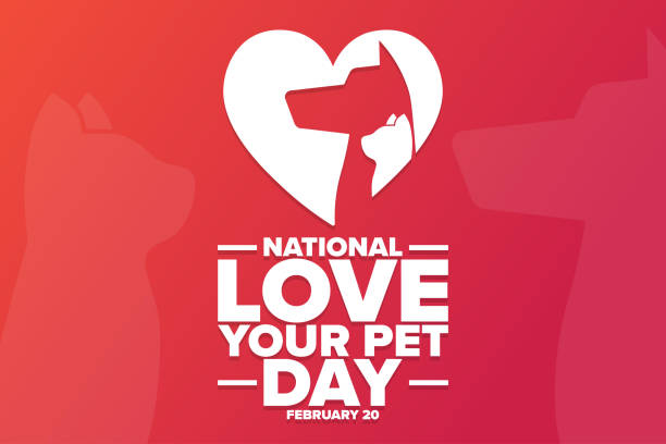 national love your pet day. february 20. holiday concept. template for background, banner, card, poster with text inscription. vector eps10 illustration. - 國家名勝 插圖 幅插畫檔、美工圖案、卡通及圖標
