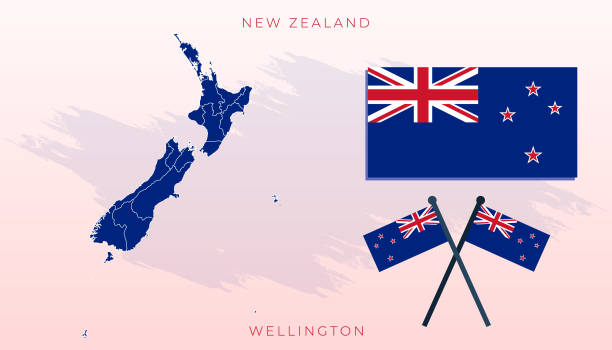 stockillustraties, clipart, cartoons en iconen met nationale kaart van nieuw zeeland, de vlag van de vector van nieuw zeeland, de kaart van nieuw zeeland - zeeland
