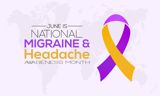 National Migraine and Headache Awareness Month in every June. Annual health awareness concept for banner, poster, card and background design.