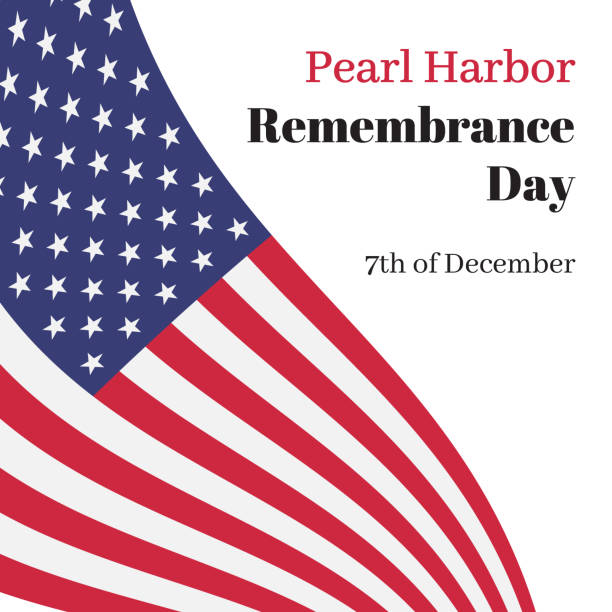 ilustraciones, imágenes clip art, dibujos animados e iconos de stock de día de la conmemoración nacional pearl harbor en estados unidos. tarjeta vector - pearl harbor