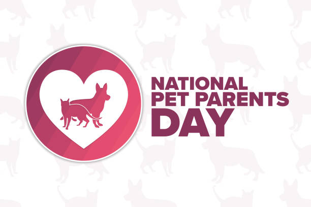 National Pet Parents Day. Holiday concept. Template for background, banner, card, poster with text inscription. Vector EPS10 illustration. National Pet Parents Day. Holiday concept. Template for background, banner, card, poster with text inscription. Vector EPS10 illustration national dog day stock illustrations