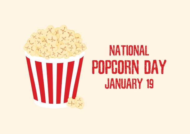 National Popcorn Day vector Paper bag full of popcorn icon vector. Popcorn Day Poster, January 19. Important day national popcorn day stock illustrations