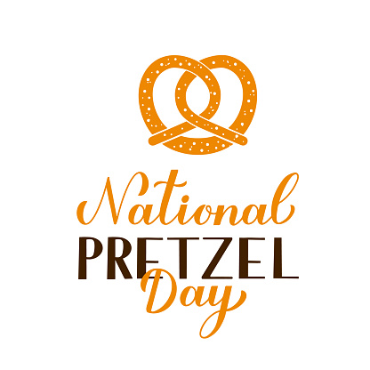 National Pretzel Day. Annual holiday on April 26. Vector template for typography poster, banner, logo design, flyer, sticker, etc