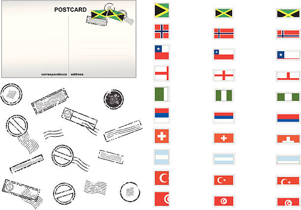 National Stamps Series vector art illustration