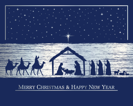 Star of Bethlehem. Nativity Greeting Card. ZIP contains AI format, PDF and jpeg XXXLarge.