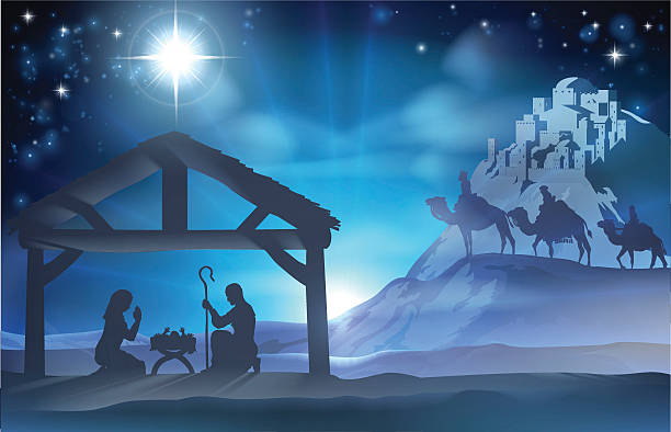 stockillustraties, clipart, cartoons en iconen met nativity christmas scene - wiegman