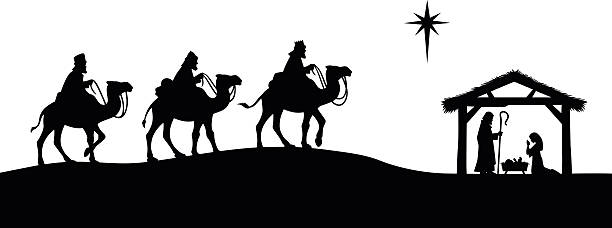 Nativity Silhouette A vector illustration of a Nativity scene. christmas silhouettes stock illustrations