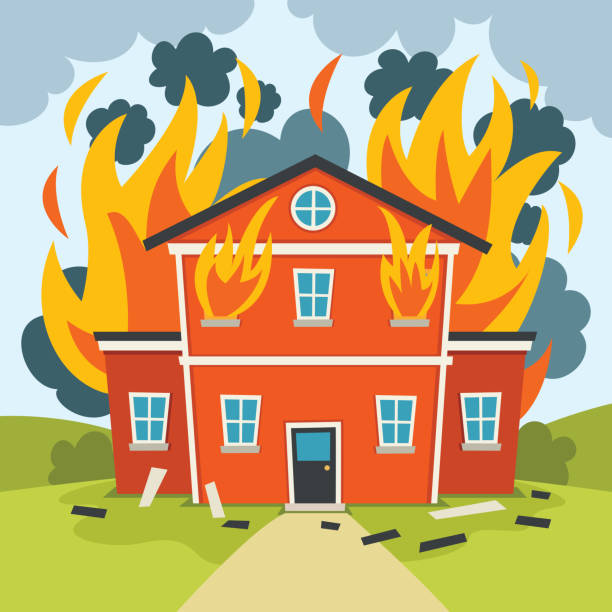 Natural Disaster Catastrophe And Crisis Natural Disaster Catastrophe And Crisis house fire stock illustrations