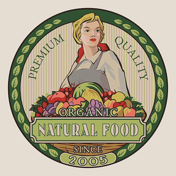 ilustrações de stock, clip art, desenhos animados e ícones de natural alimentos - emblem food label