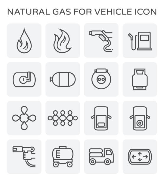 stockillustraties, clipart, cartoons en iconen met pictogram aardgas - tanken