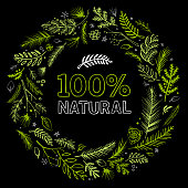 istock 100% Natural green wreath 1257452289