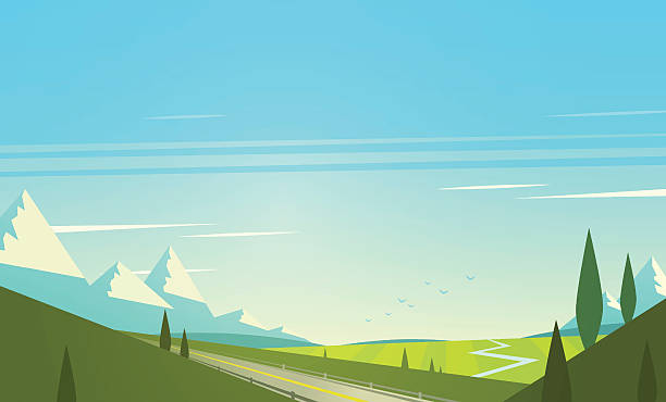 Natural landscape with mountains. Vector illustration. vector art illustration