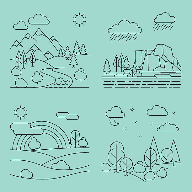 Nature outline landscapes vector vector art illustration