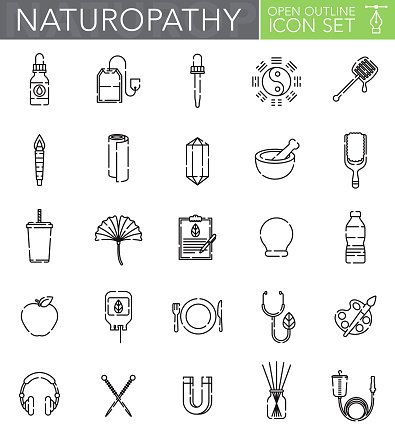Naturopathy Open Outline Icon Set