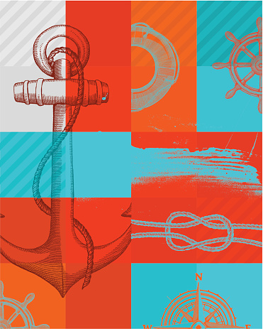 Nautical theme background design - vector illustration