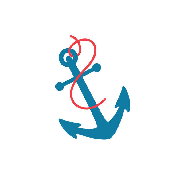 stockillustraties, clipart, cartoons en iconen met nautisch pictogram - anker - nautische stijl