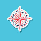 Simple beach icon in sticker style
