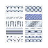istock Nautical textures collection. Linear graphic. Sea theme design kit. . 589549054