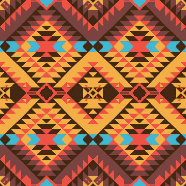Navajo style pattern Abstract geometric pattern in Navajo style navajo culture stock illustrations