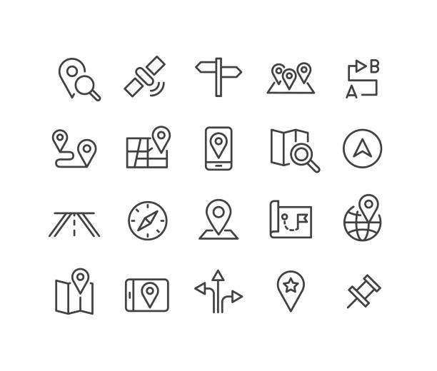 Navigation Icons - Classic Line Series Navigation, map, famous place stock illustrations