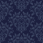 istock Navy Blue Damask Luxury Decorative Textile Pattern 1337589647