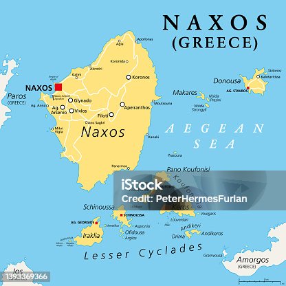 istock Naxos and Lesser Cyclades, Greek islands, political map 1393369366