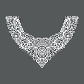 Neck print vector floral design. Fashion white lace collar. Vector illustration