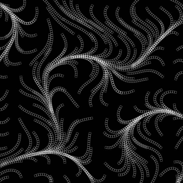 Negative abstract growing pattern of connected squares X-ray image of abstract growing pattern of connected squares in branches plant xray stock illustrations