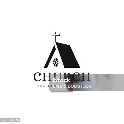istock Negative space silhouette Church icon vector template 1261212276
