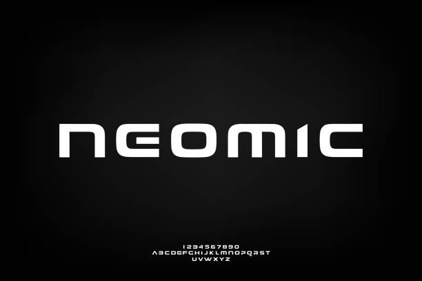 Neomic, a modern minimalist futuristic alphabet font design an Abstract technology futuristic alphabet font. digital space typography vector illustration design techno music stock illustrations