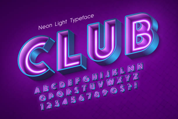 Neon Line Glow Effect Bundle 4 Colors Alphabet PNG Clip Art Letters Font Instant Download Files Aqua Yellow Red Magenta