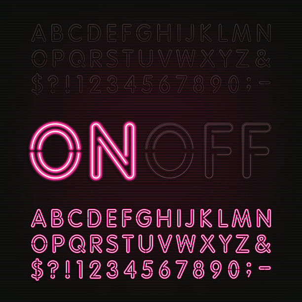Neon Light Alphabet Font. Two different styles. vector art illustration