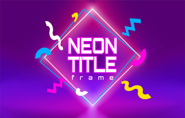 neon title frame vector art illustration