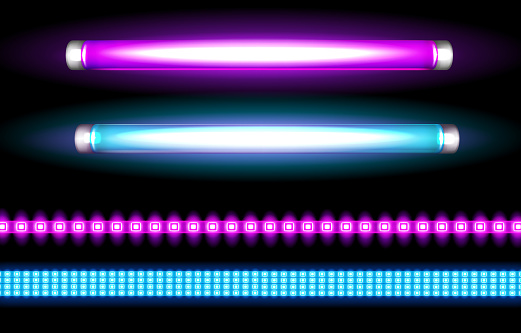 Neon tube lamps and led strips, long light bulbs