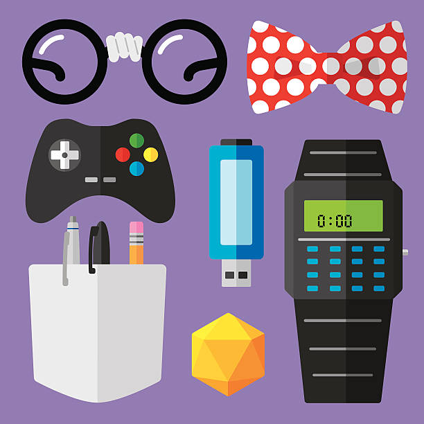 ilustrações, clipart, desenhos animados e ícones de nerd ícones plana - geek