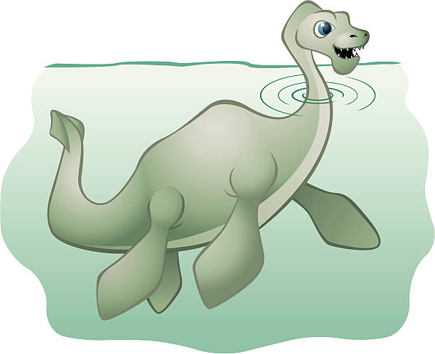 Nessy taking a bath The Loch Ness monster taking a bath loch ness monster stock illustrations