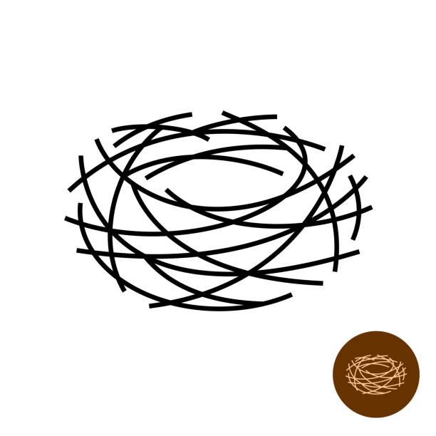 Nest logo. Thin lines empty bird's nest isolated symbol. Adjustable stroke width. Nest logo. Thin lines empty bird's nest isolated symbol. Adjustable stroke width. animal nest stock illustrations