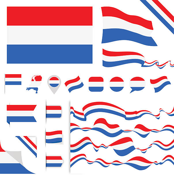 niederländische flagge set - holländische flagge stock-grafiken, -clipart, -cartoons und -symbole