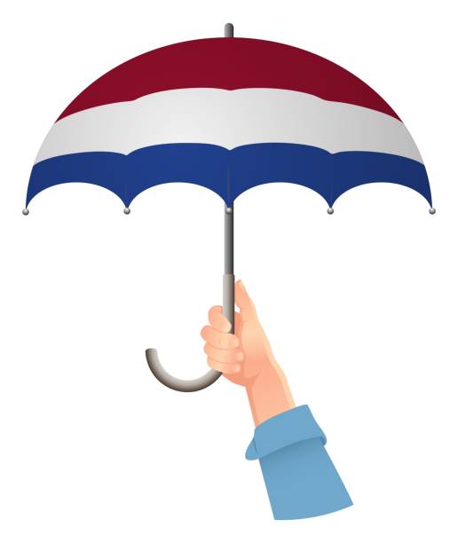 stockillustraties, clipart, cartoons en iconen met nederlandse vlag paraplu - pensioen nederland