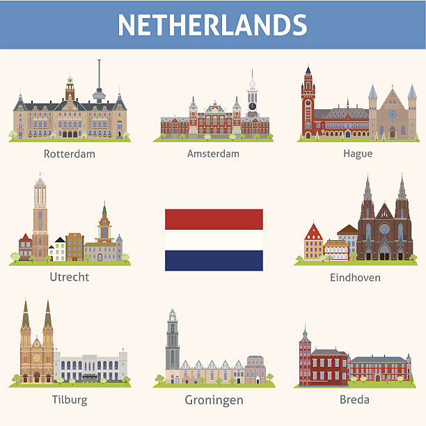 stockillustraties, clipart, cartoons en iconen met netherlands. symbols of cities - rotterdam