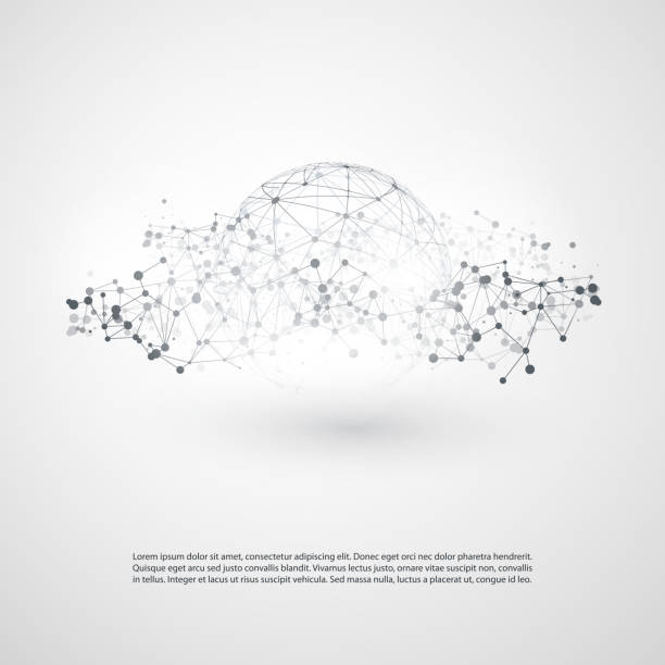 Network Connections Concept Abstract Cloud Computing and Network Connections Concept Design with Transparent Geometric Mesh - Illustration in Editable Vector Format chemical illustrations stock illustrations