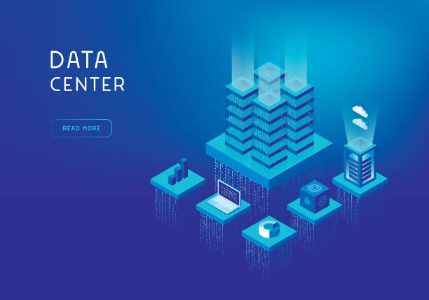 ağ sunucuları kavramı - data center stock illustrations