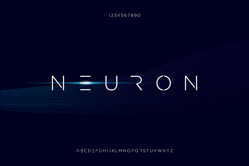 Neuron A Modern Minimalist Futuristic Alphabet Font Design Stock ...